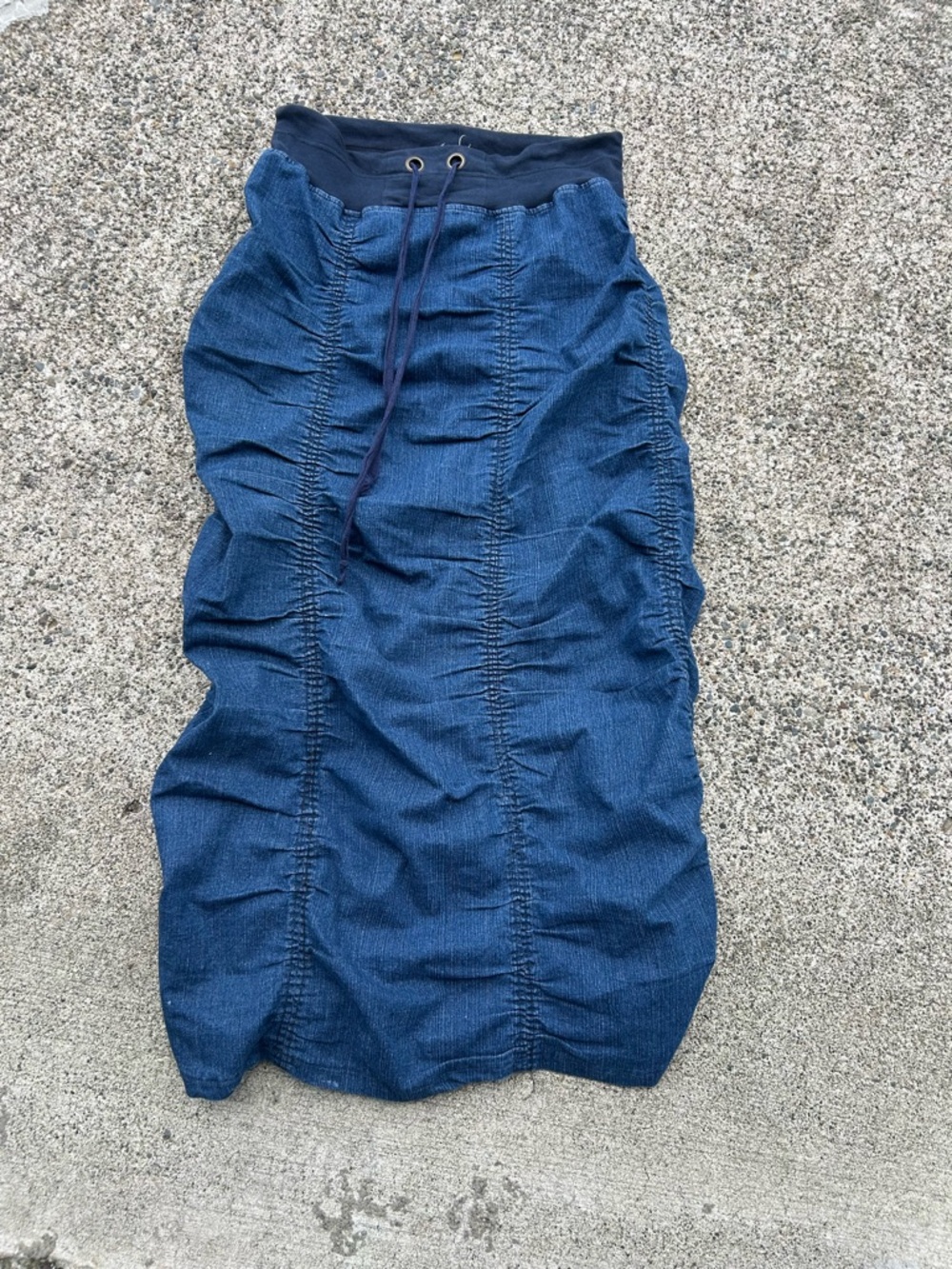 Women’s Navy Blue Maxi Skirt with Drawstring Waist